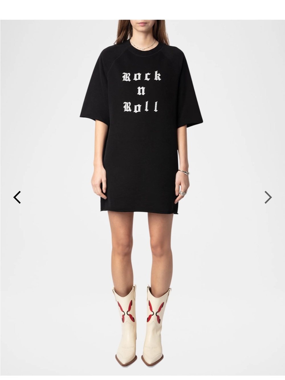 Black Graphic 'Rock n Roll' Mini T-Shirt Dress - Picture 3 of 6